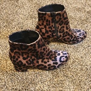 Leopard print heeled boots